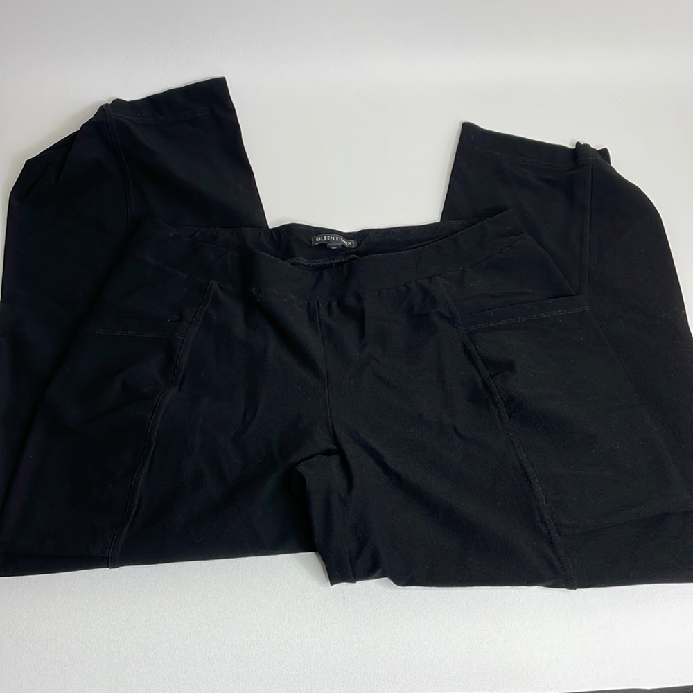 Eileen Fisher Cropped Pull On Button Hem Pants Size Medium